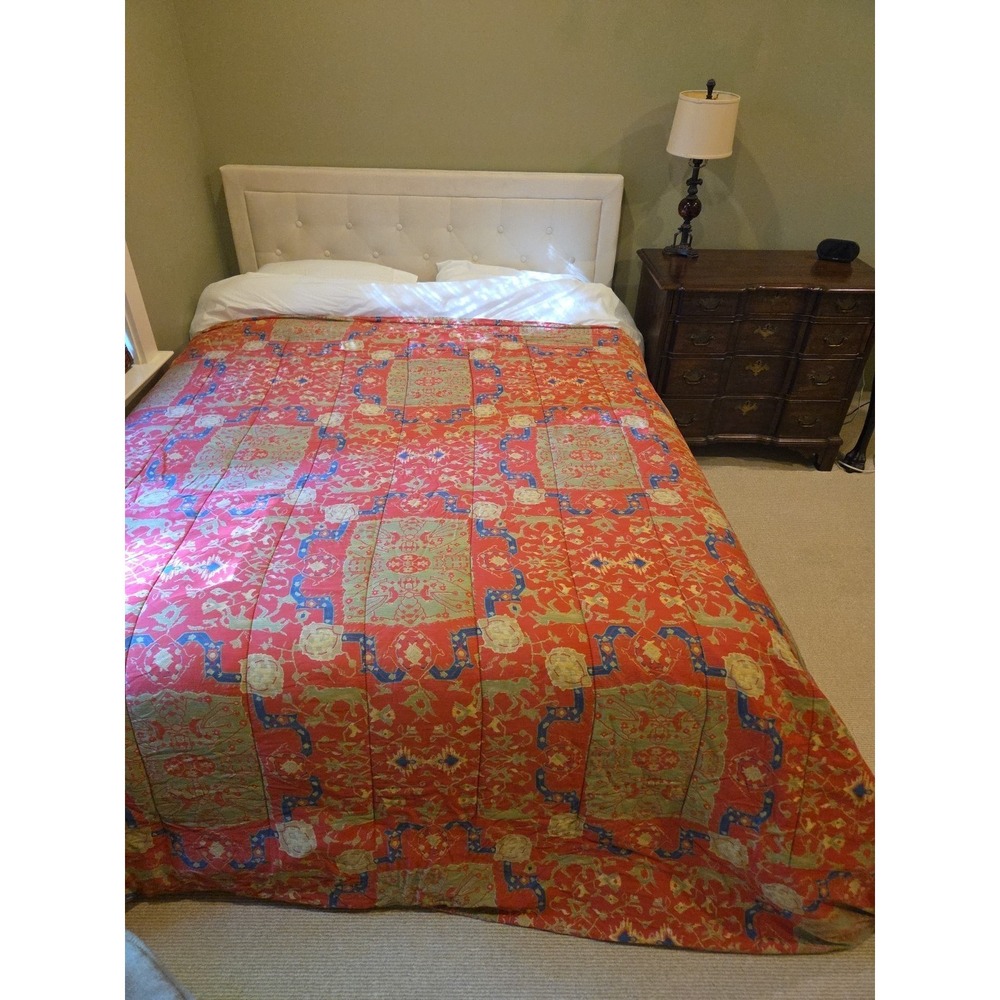 Vtg Ralph Lauren Conservatory Red Full/Queen Comforter Sateen Italy USA 80s 90s - Picture 2 of 8